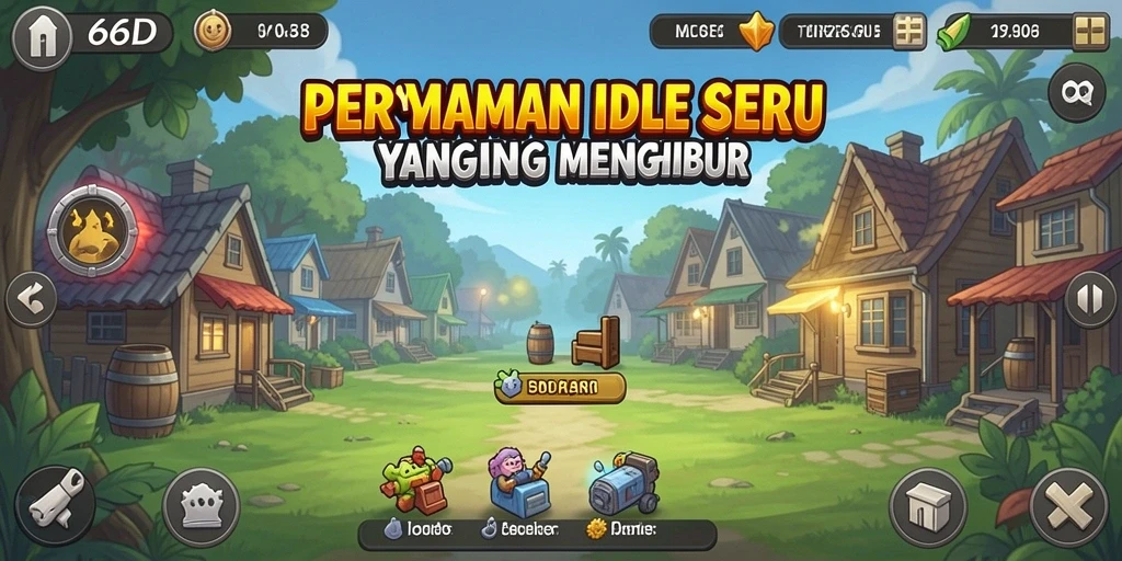 Tampilan gameplay 66D dengan karakter yang menarik dan pengumpulan sumber daya.
