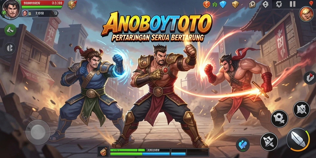 Gambaran gameplay ANOBOYTOTO dengan pertarungan epik.