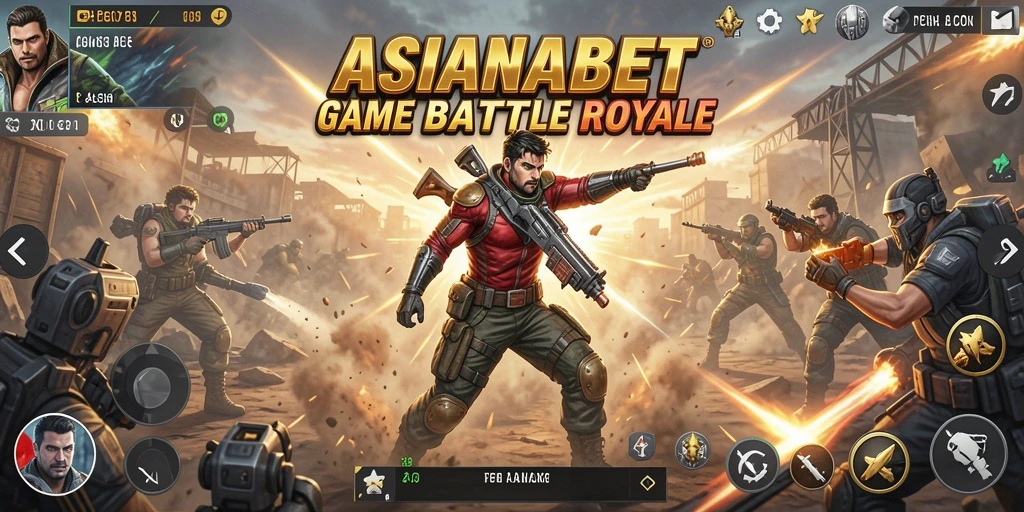 Tangkapan layar utama ASIANABET menunjukkan aksi intens di arena Battle Royale.
