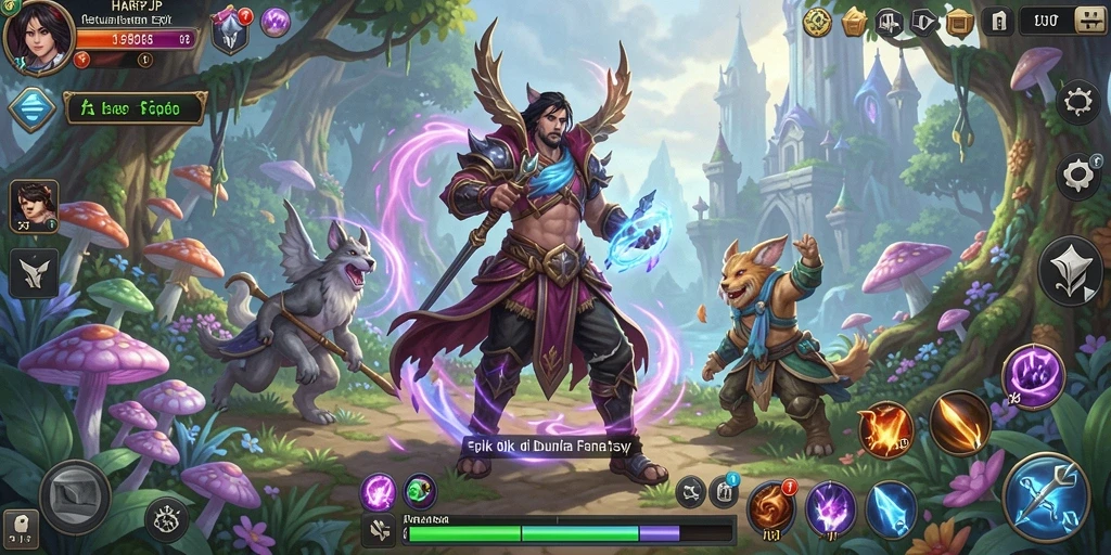 Tampilan gameplay menarik dari HARAPJP dengan karakter dan pertarungan yang dinamis.
