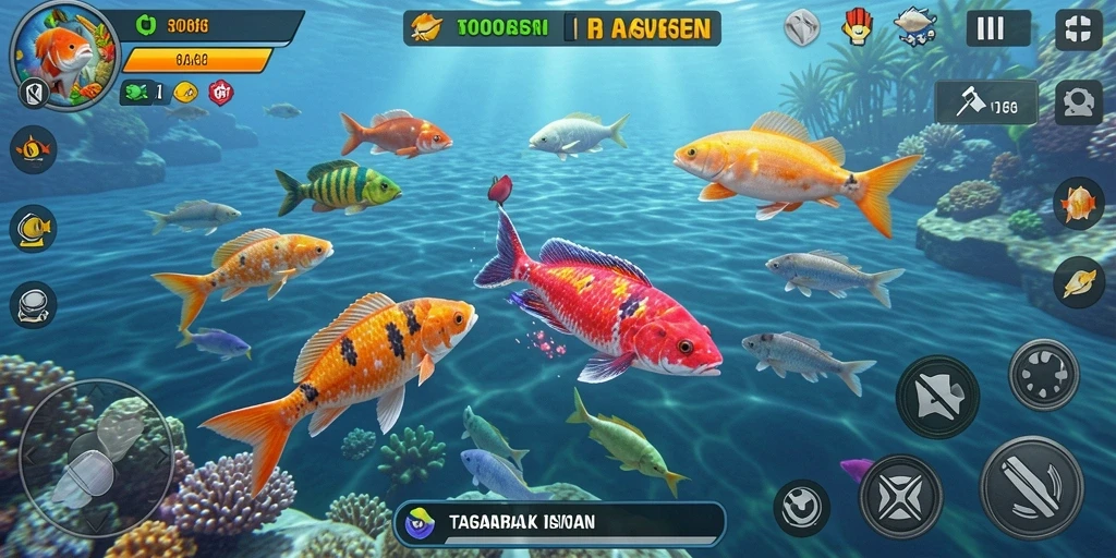 Tampilan gameplay KAGANDAN yang seru saat menembak ikan.