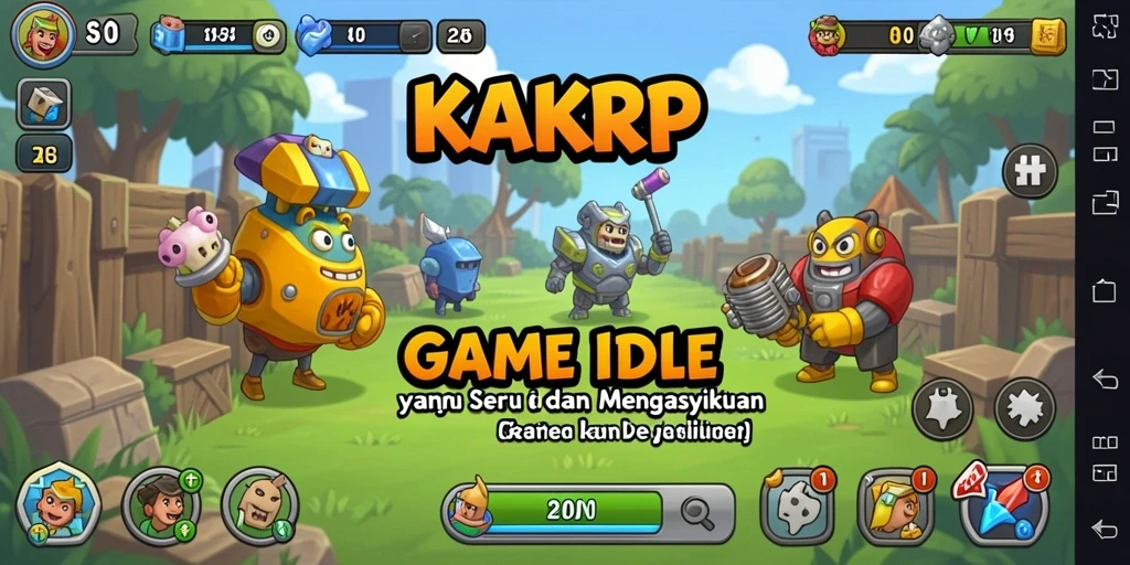 Screenshot gameplay KAKRP yang menunjukkan auto-collect dan upgrade.