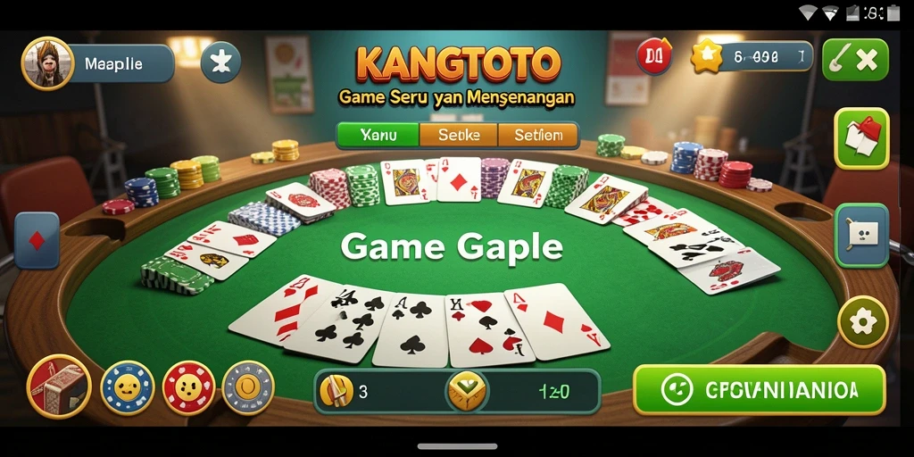 Menampilkan gameplay seru KANGTOTO dalam Gaple.