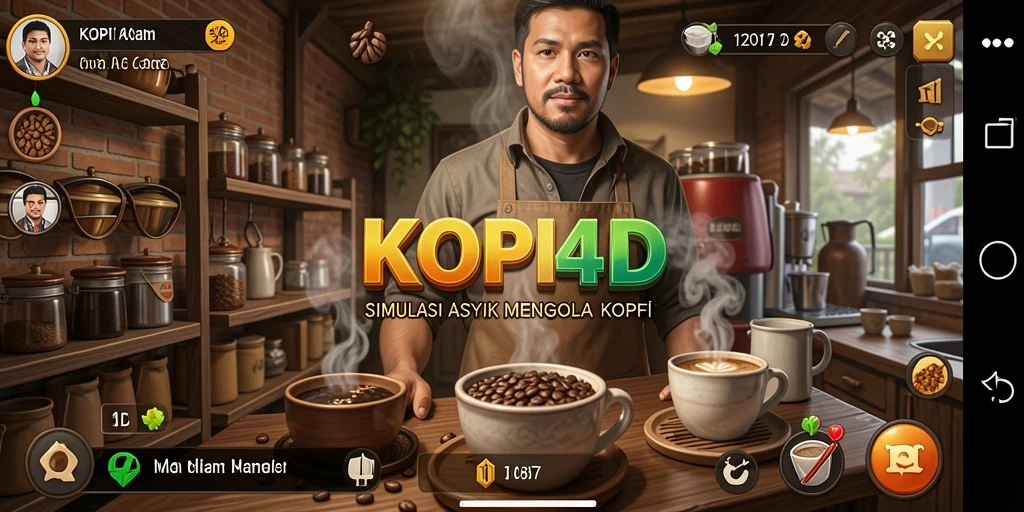 Tampilan gameplay KOPI4D yang menawan dalam simulasi kafe.