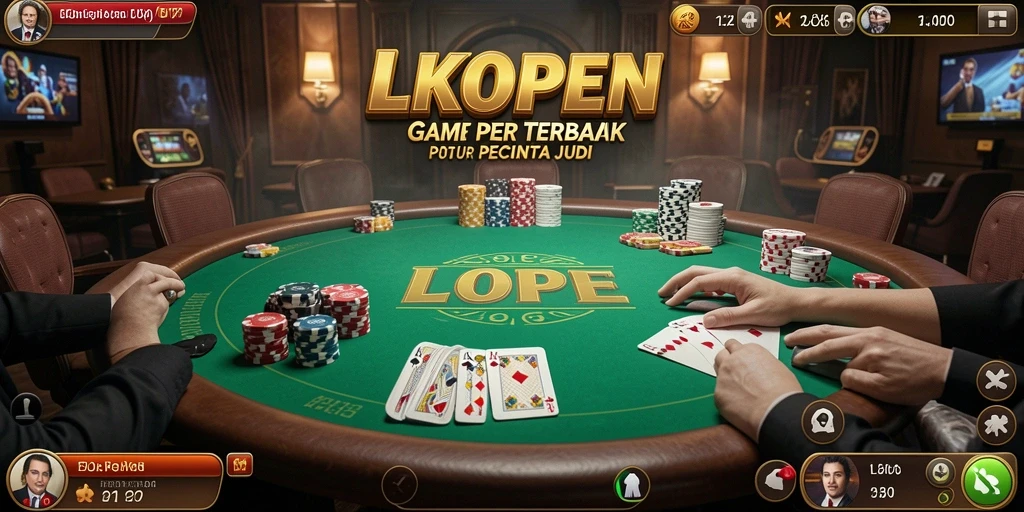Screenshot gameplay LKOPEN yang menampilkan suasana meja Poker yang seru.