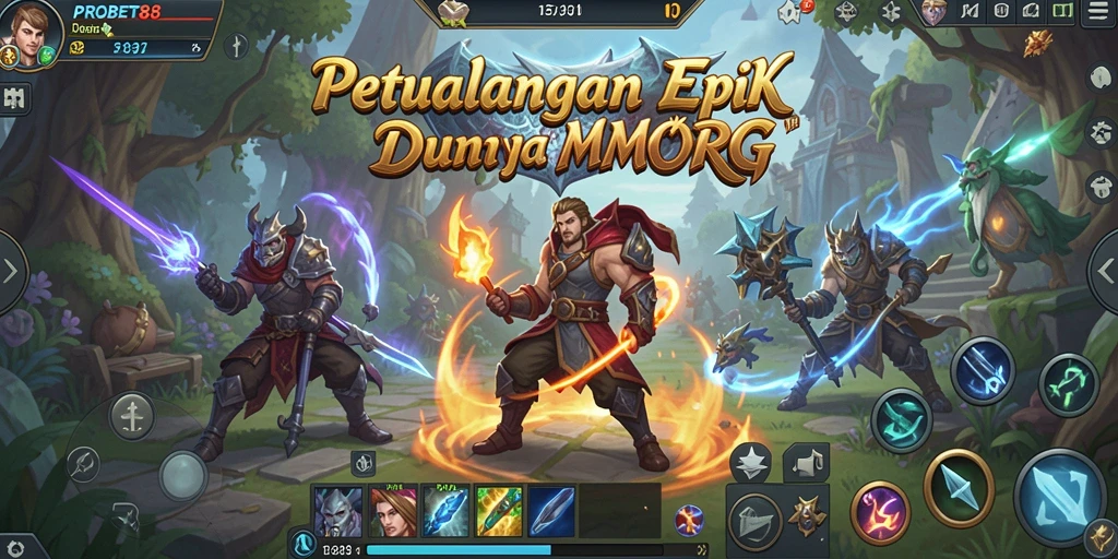 Screenshot gameplay PROBET88 menunjukkan aksi seru dalam petualangan MMORPG.