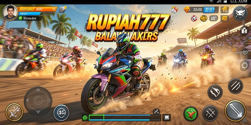 Gameplay balapan motor yang seru dan mendebarkan.