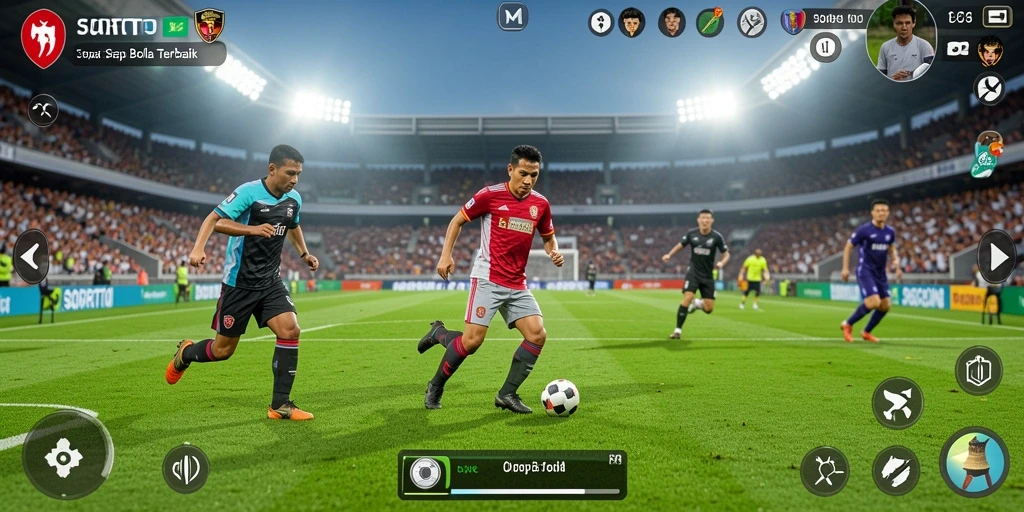 Screenshot dari gameplay SORTOTO yang penuh aksi dan strategi sepak bola.