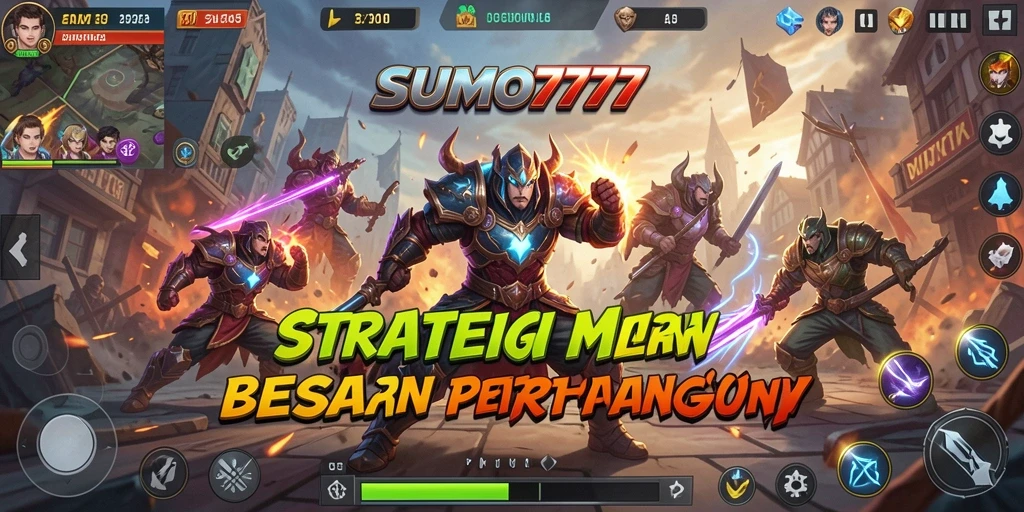 Gameplay mendebarkan di dalam SUMO777 dengan pertarungan strategi.