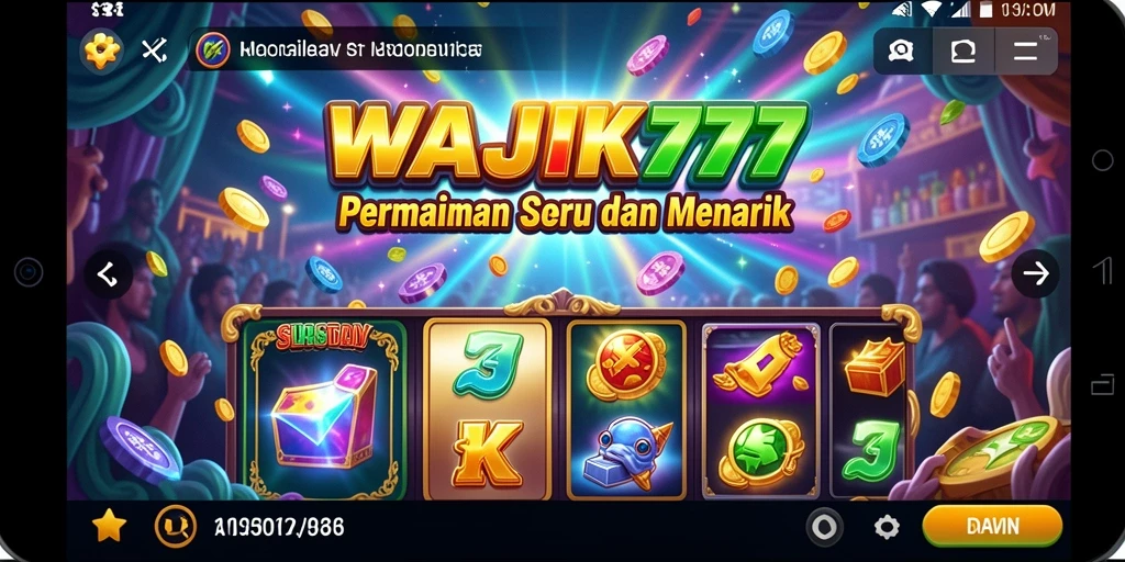 Tampilan gameplay menarik di WAJIK777 dengan gulungan berputar dan efek visual menawan.